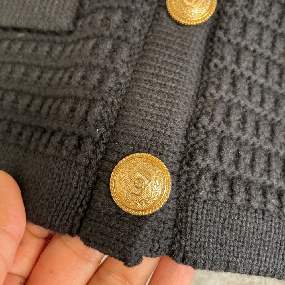 NEW [BLANKNYC] Women's Size S Black Sleeveless Knit Vest Cardigan Gold Buttons - Picture 9 of 10